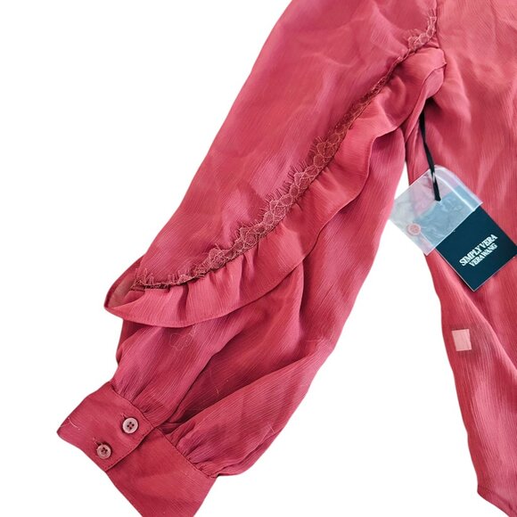 Simply Vera Vera Wang Ruffle Lace Blouse-NWT Size XL Rose Color - Picture 9 of 9